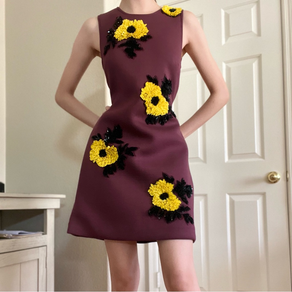 Anthropologie+Dhruv Kapoor Floral Sequins 60s Mod Dress Nwot